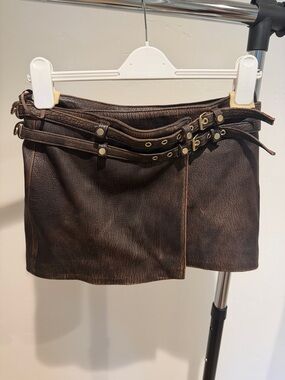 Cynthia Rowley Winona Leather Wrap Mini Skirt